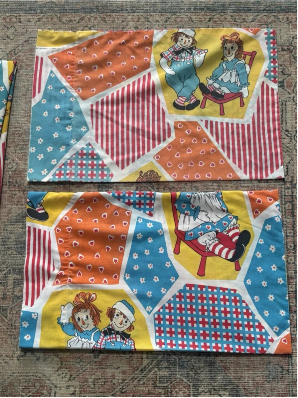 70s Raggedy Ann & Andy Twin 3 Piece Sheet Set Patchwork Bobbs-Merrill